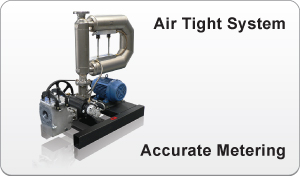 image of a complete skid assembly with a screen box to complete the air-tight system for accurate metering