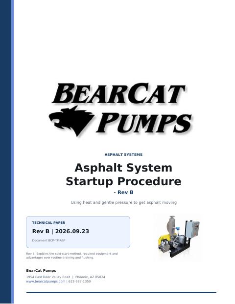 Asphalt System Startup Procedure, Rev B cover